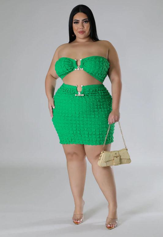 Green skirt set